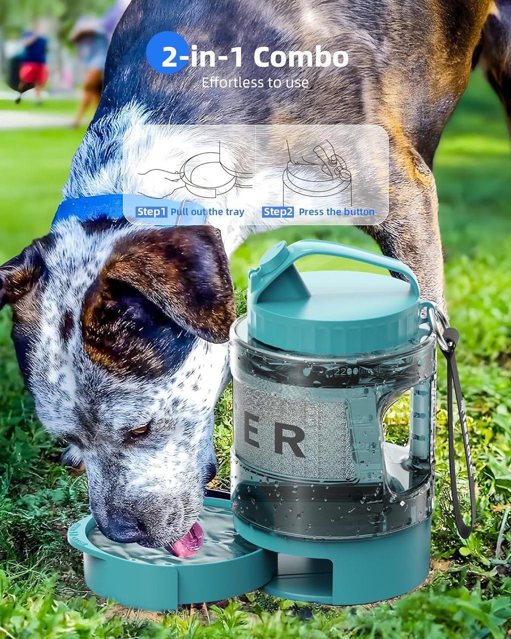 77oz Dog Travel Water Bottle with Bowl — Leak Proof
