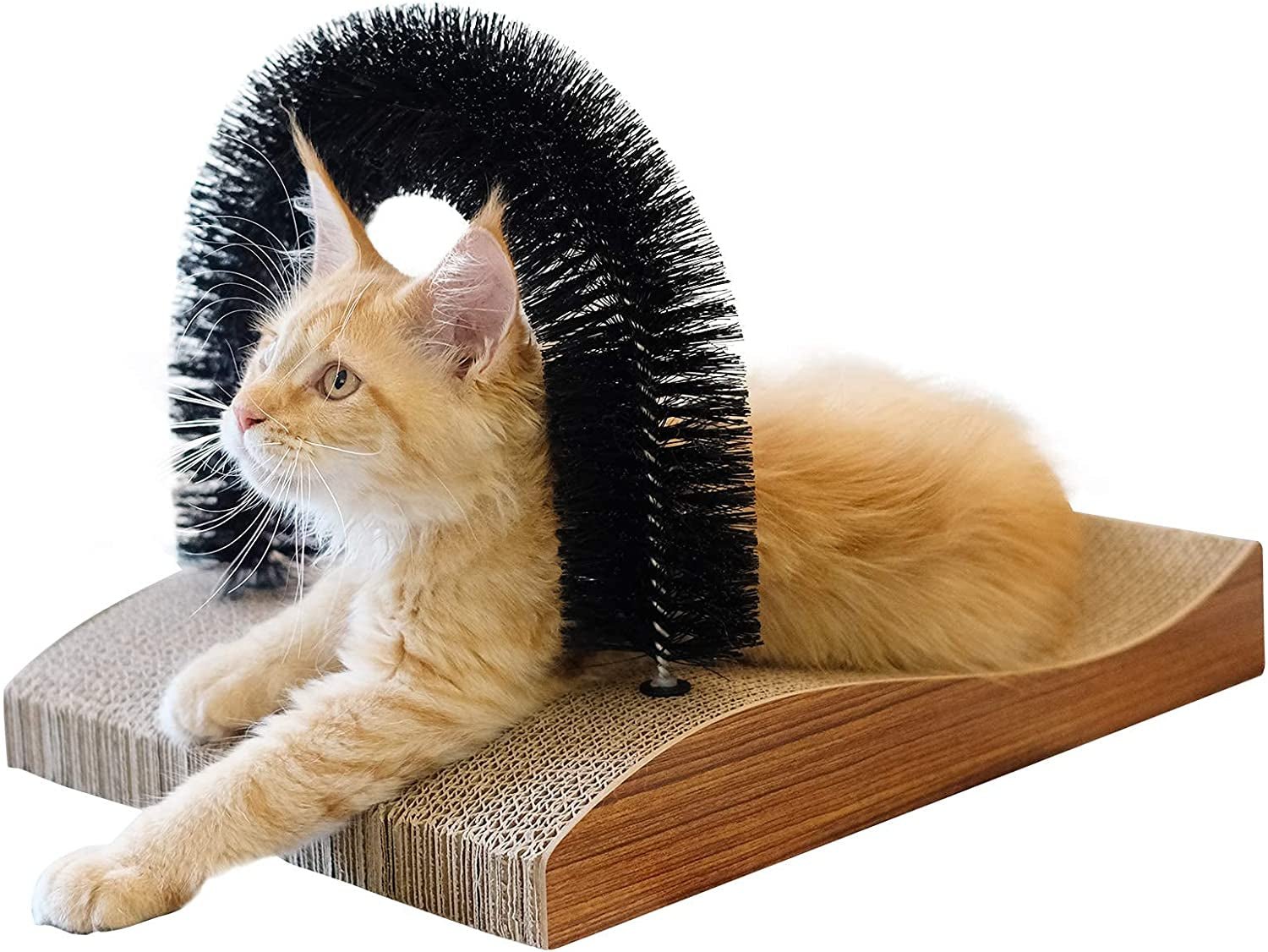 Cat Self Groomer Arch Scratcher Massager Toy with Scratch Pad for Cats