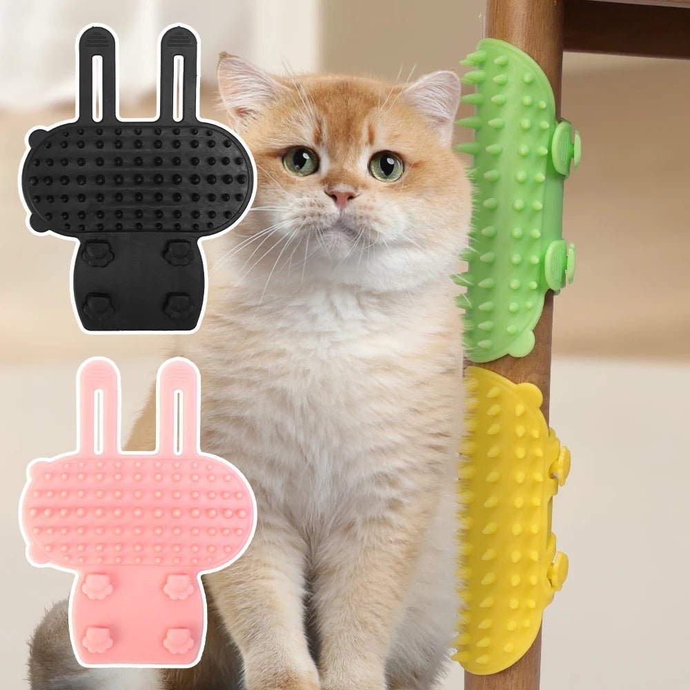 Self-Cleaning Wall Corner Cat Scratcher & Grooming Brush