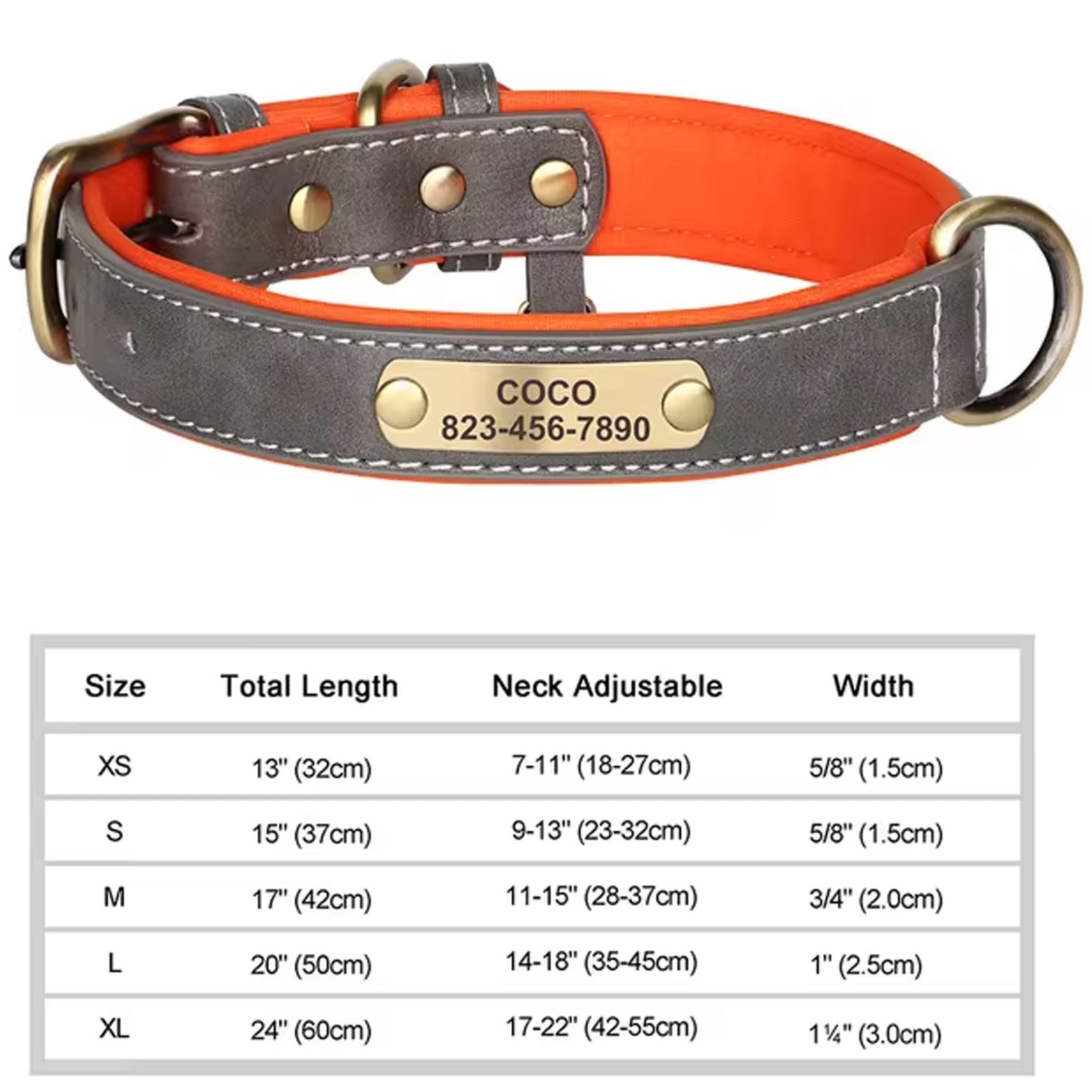 Personalized Engraved Leather Dog Collar — Free ID Tag