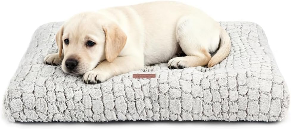 Plush Dog Crate Bed Pad — Washable, Anti-Slip, 24x18