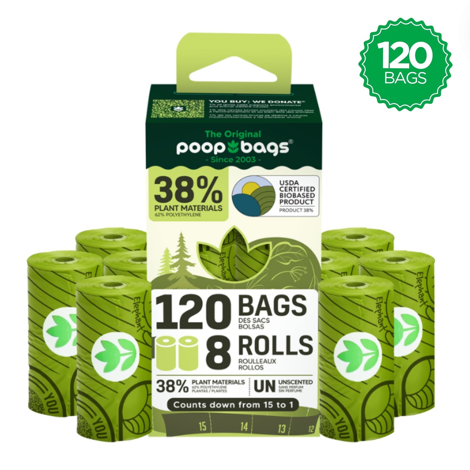 Unscented Leash Roll Poop Bags