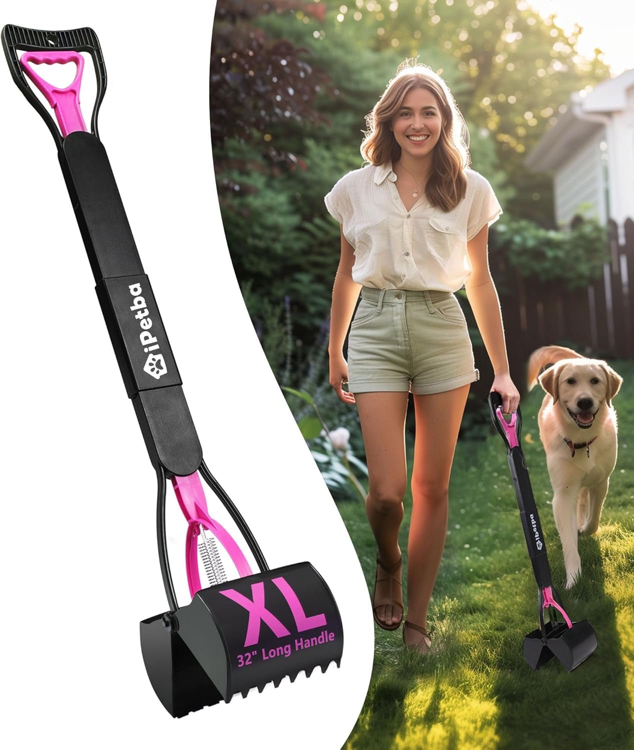 32 Inch Long Handle Pooper Scooper for Large Dogs Heavy Duty Foldable