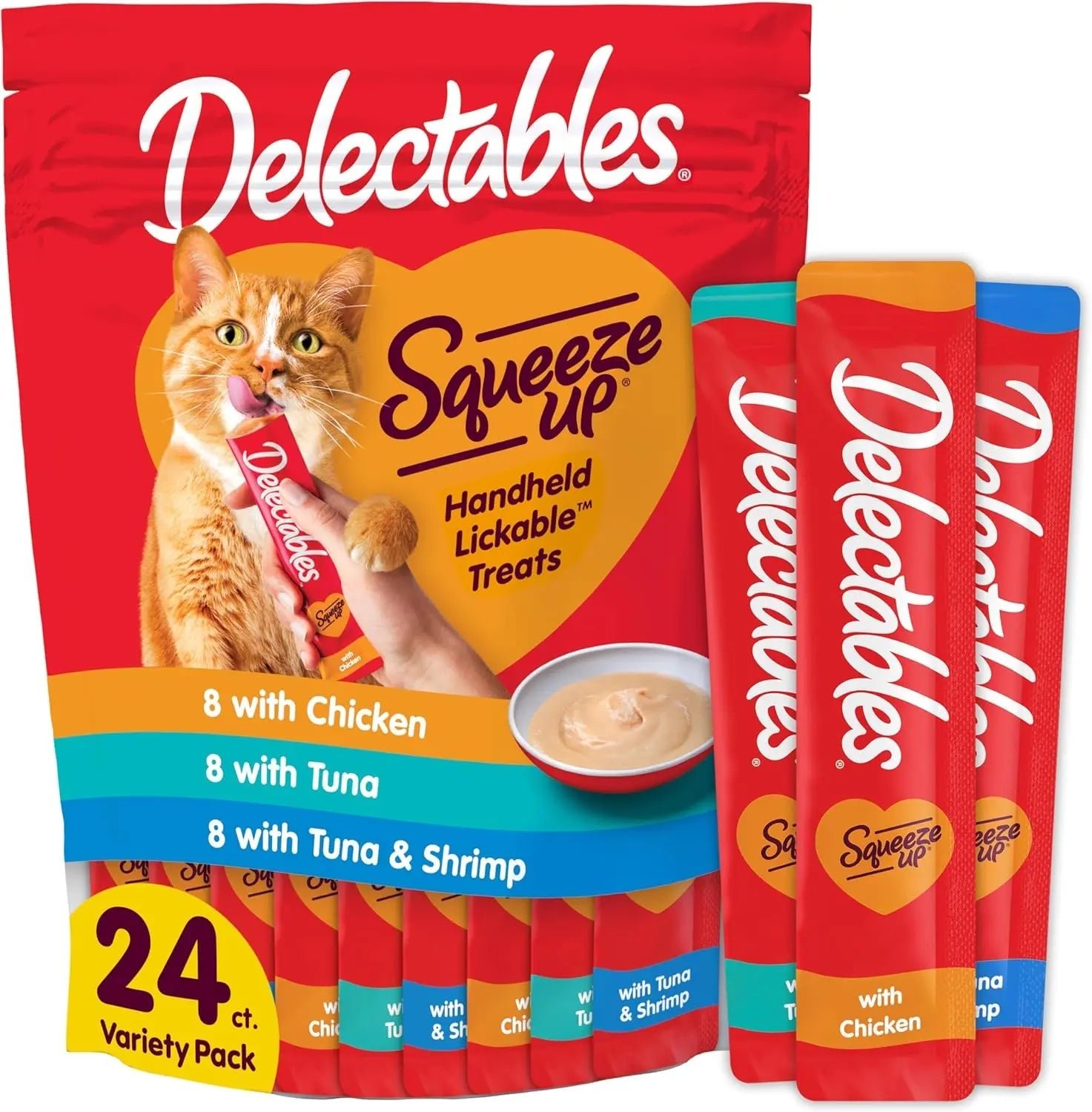 Delectables Squeeze Up Cat Treats Variety Pack, Creamy Puree Tubes