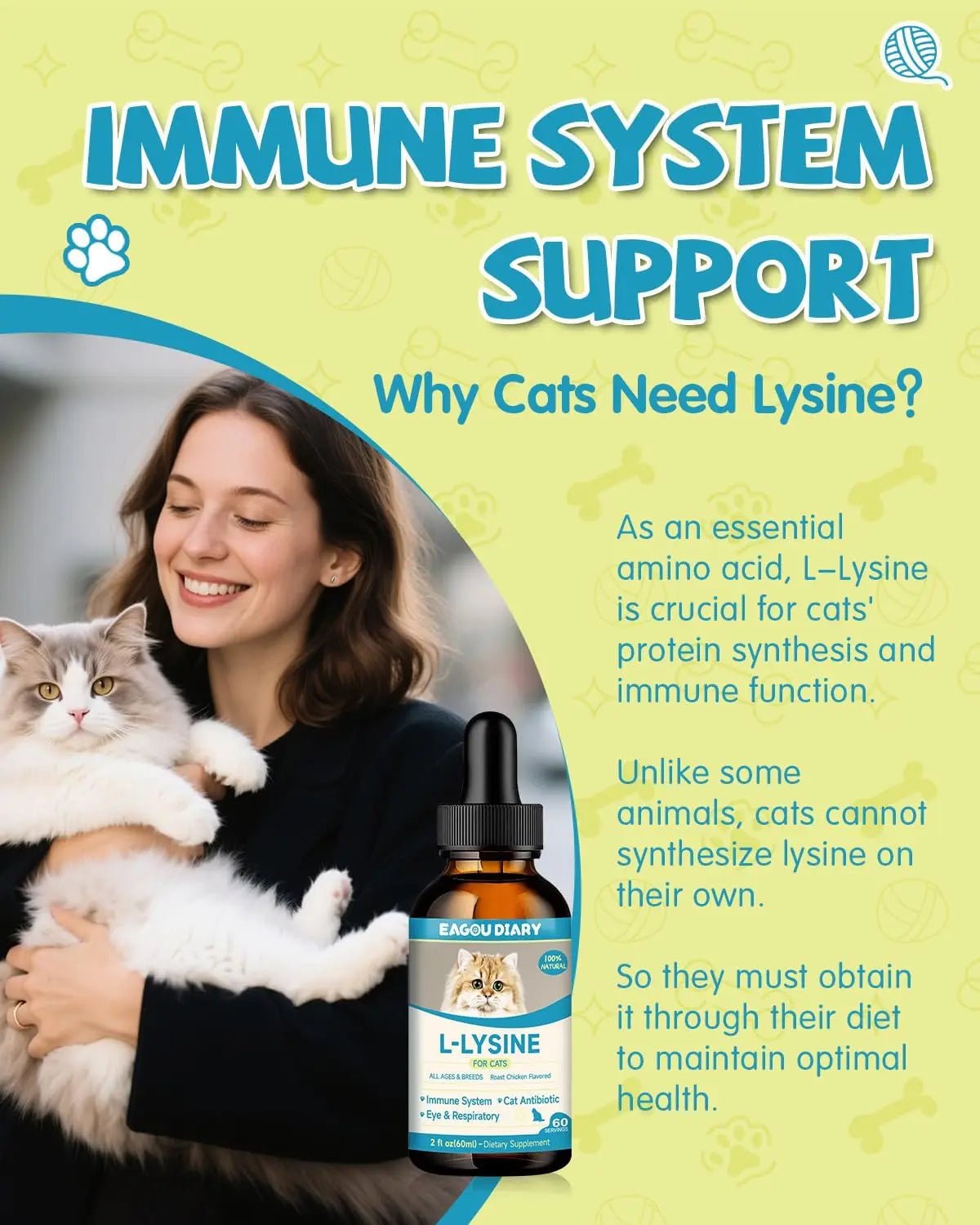L-Lysine Drops for Cats — Immune & Respiratory Support, 2oz