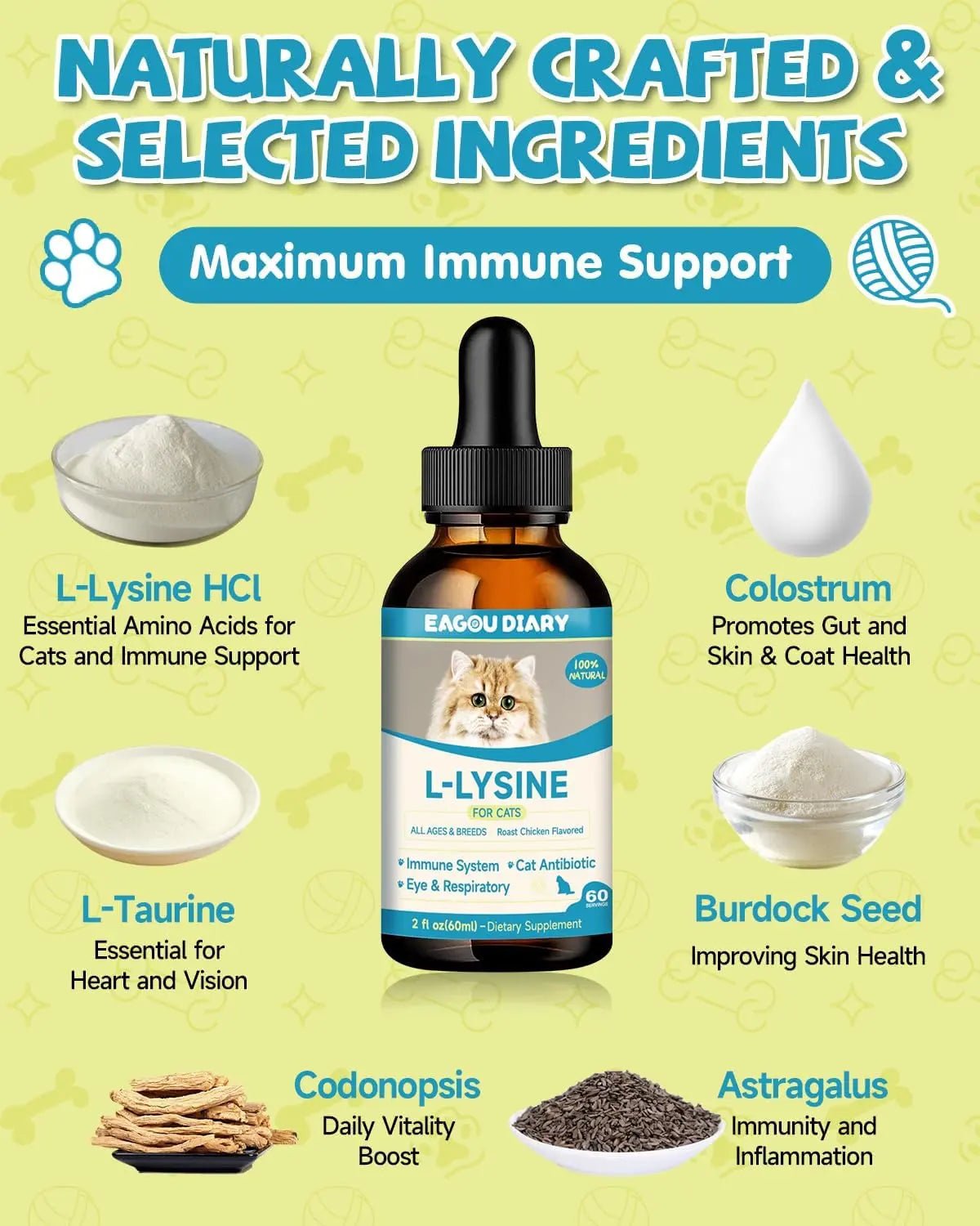 L-Lysine Drops for Cats — Immune & Respiratory Support, 2oz