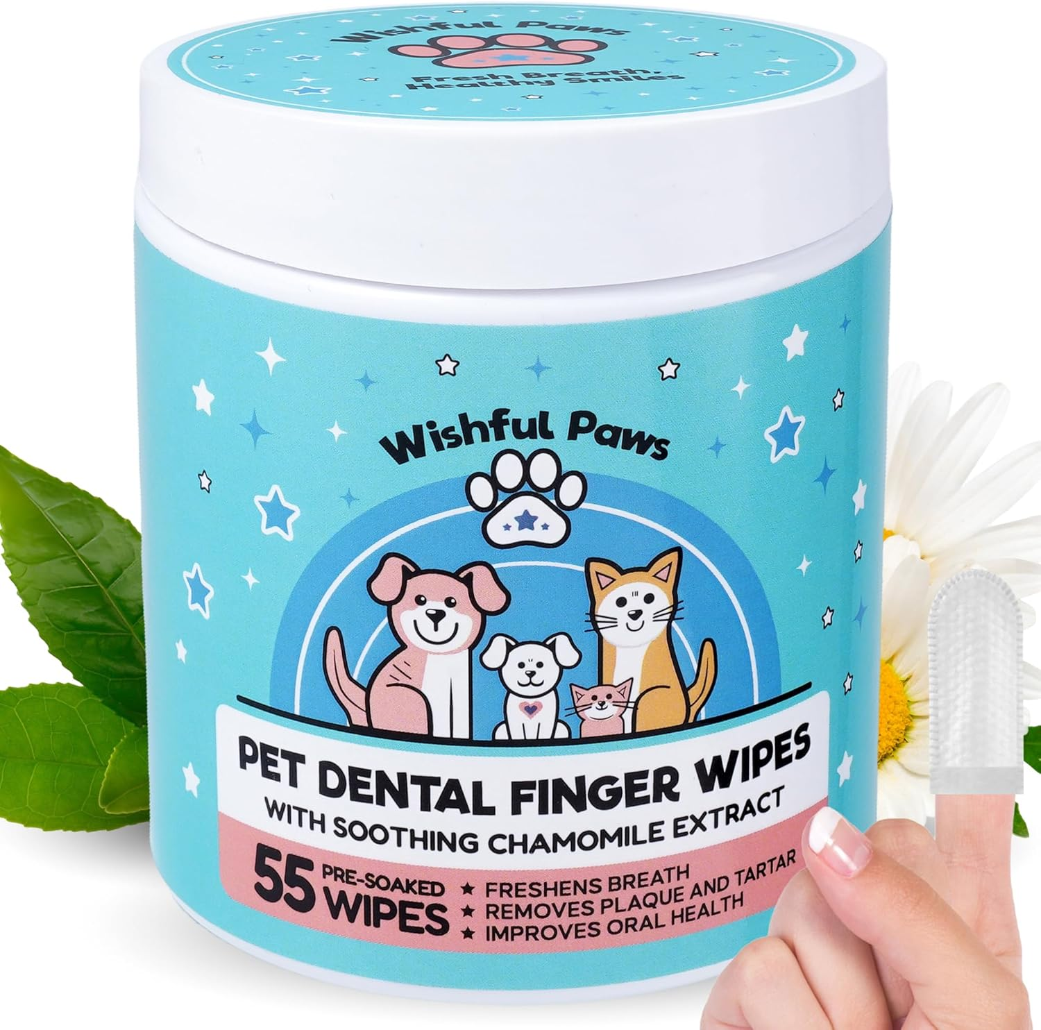 Pet Dental Wipes — Teeth Cleaning & Fresh Breath, 55 Ct