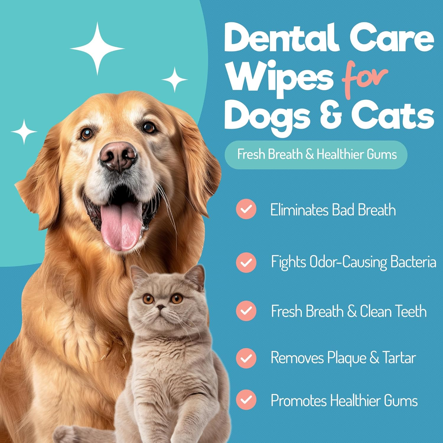 Pet Dental Wipes — Teeth Cleaning & Fresh Breath, 55 Ct