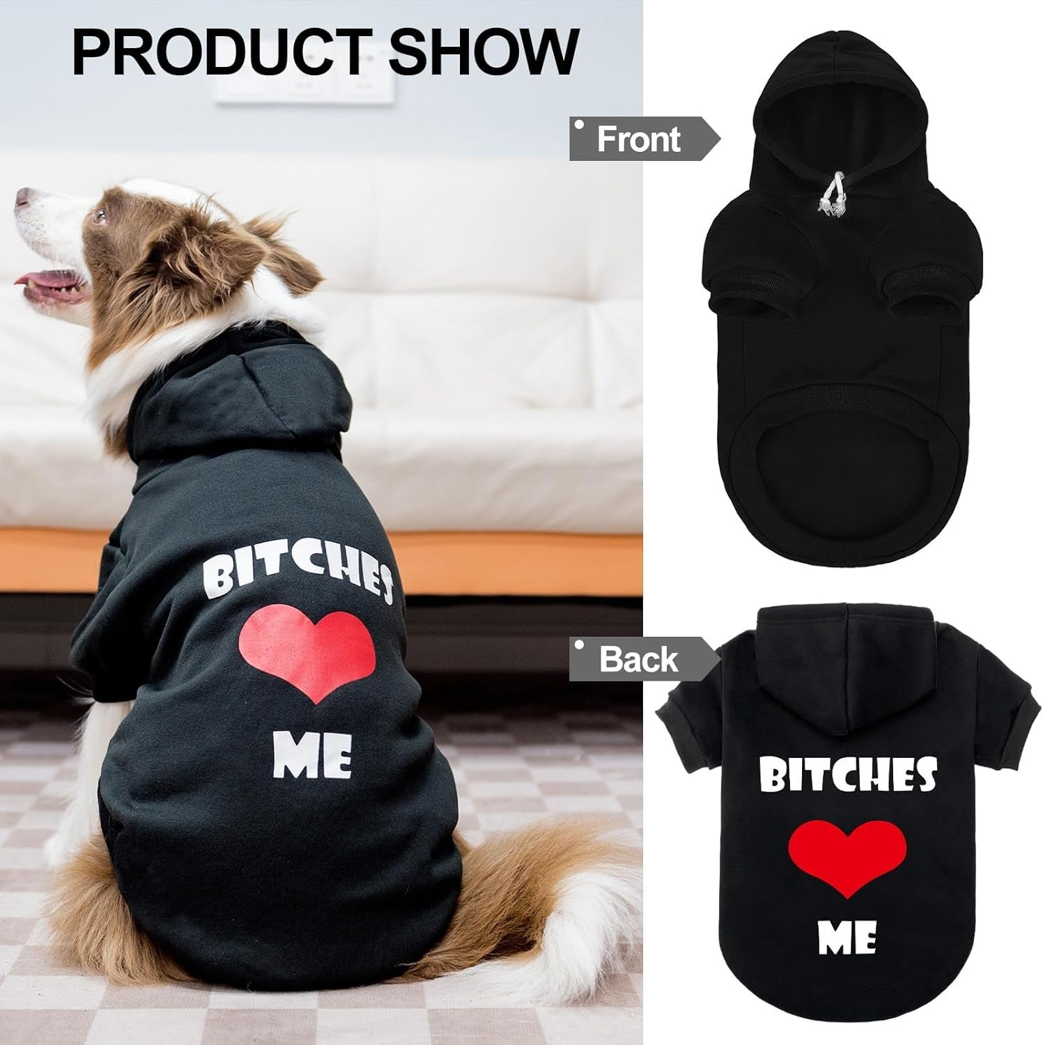 Dog Hoodie Sweatshirt with Leash Hole Warm Pet Clothes XS-XXL Dogs