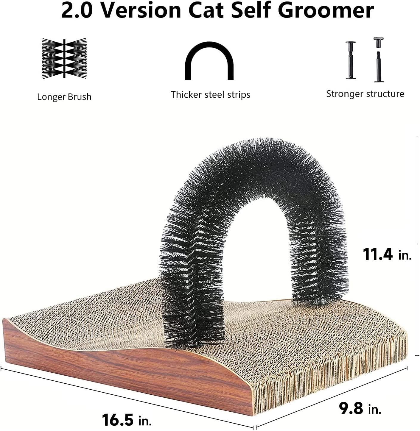 Cat Self Groomer Arch Scratcher Massager Toy with Scratch Pad for Cats