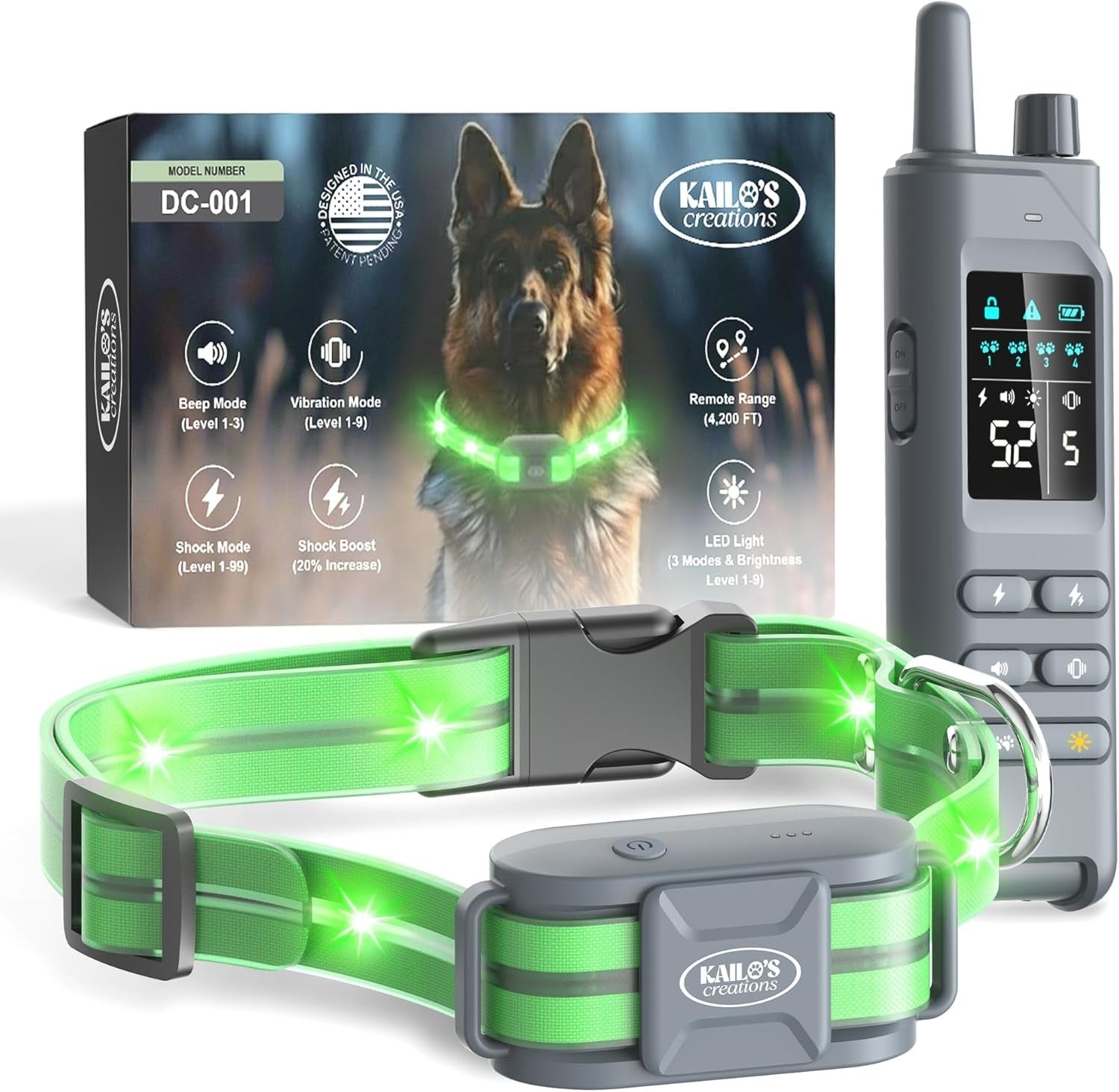 Dog Training Collar for 2 Dogs — 360° LED, 4200FT Range