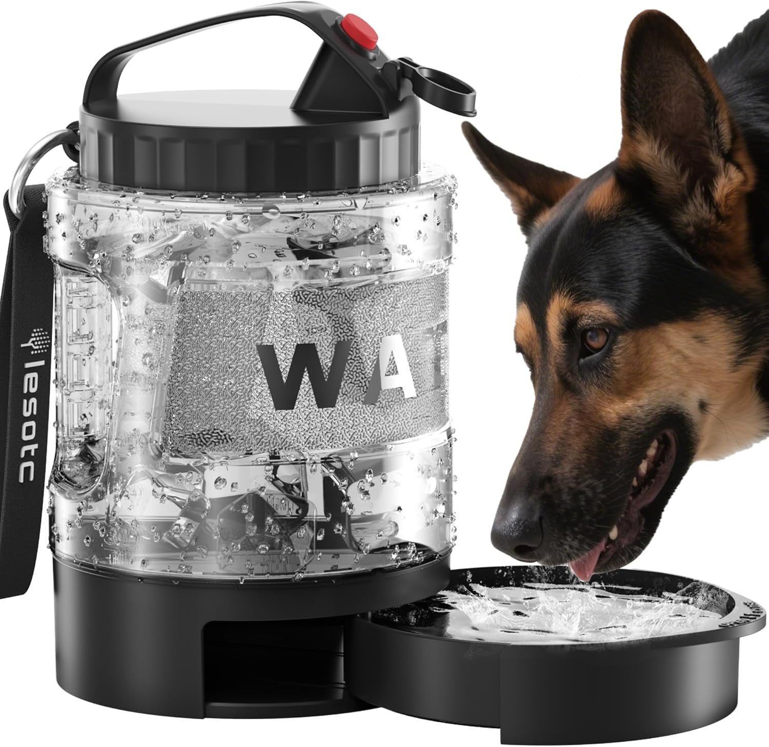77oz Dog Travel Water Bottle with Bowl — Leak Proof