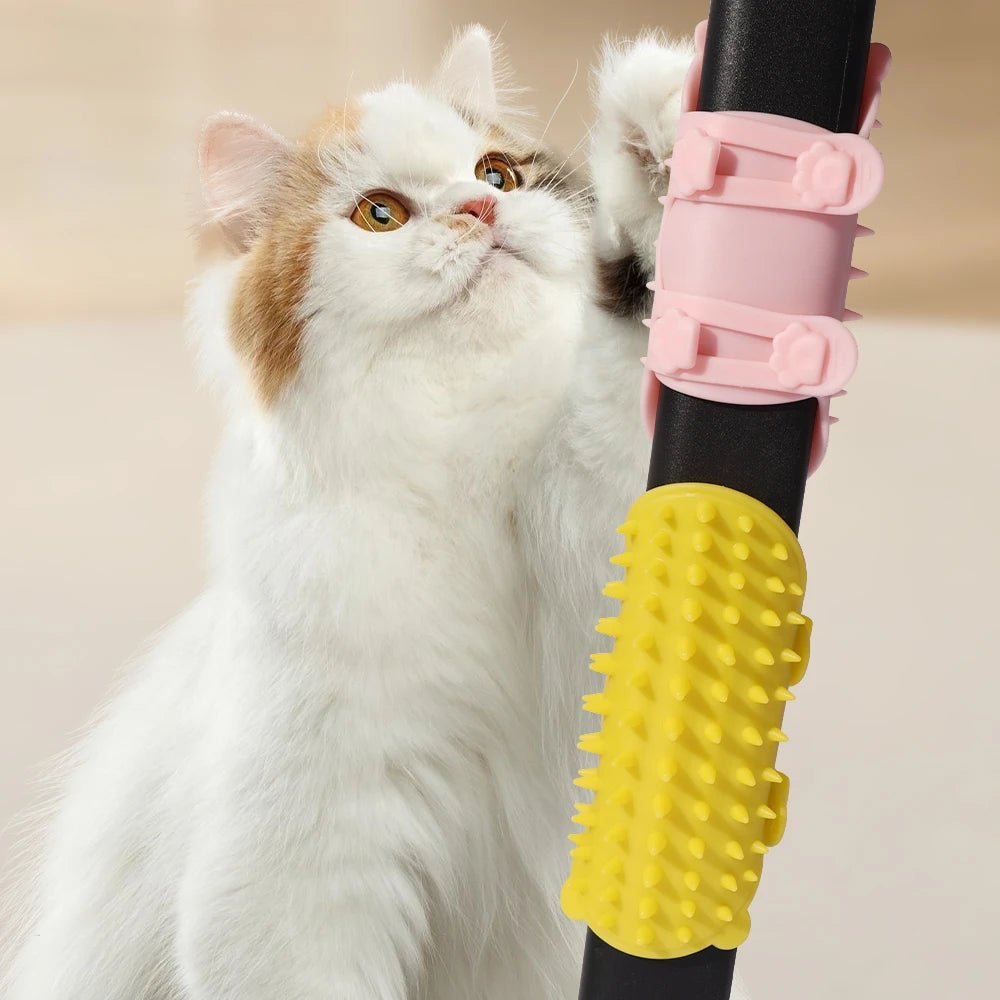 Self-Cleaning Wall Corner Cat Scratcher & Grooming Brush